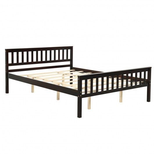 Queen Wood Platform Bed with Headboard - Color: Espresso - Size: Queen Size W2B