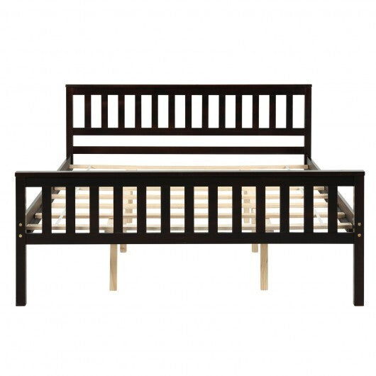 Queen Wood Platform Bed with Headboard - Color: Espresso - Size: Queen Size W2B