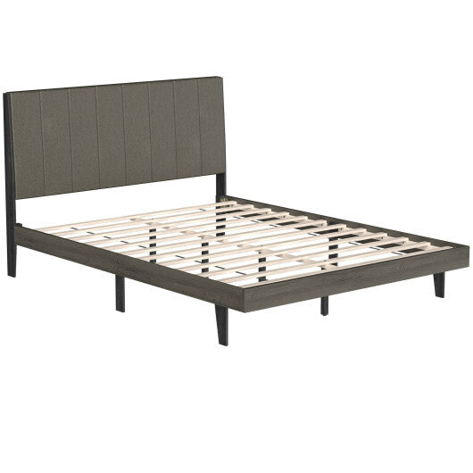 Queen Size Upholstered Bed Frame with Tufted Headboard W2B