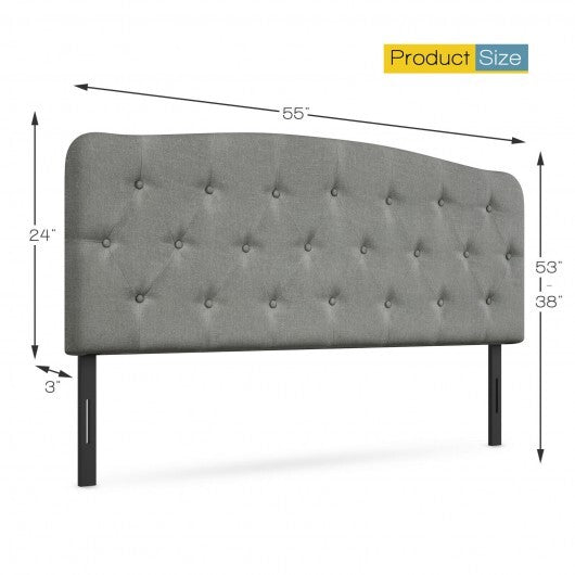 Faux Linen Headboard with Adjustable Heights-Light Gray - Color: Light Gray W2B