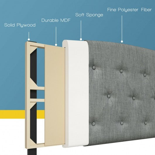 Faux Linen Headboard with Adjustable Heights-Light Gray - Color: Light Gray W2B