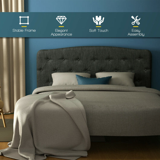 Faux Linen Headboard with Adjustable Heights-Light Gray