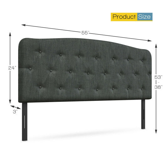 Faux Linen Headboard with Adjustable Heights-Light Gray