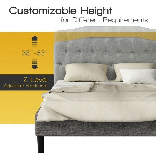 Queen Upholstered Headboard with Adjustable Heights-Light Gray - Color: Light Gray - Size: Queen Size W2B