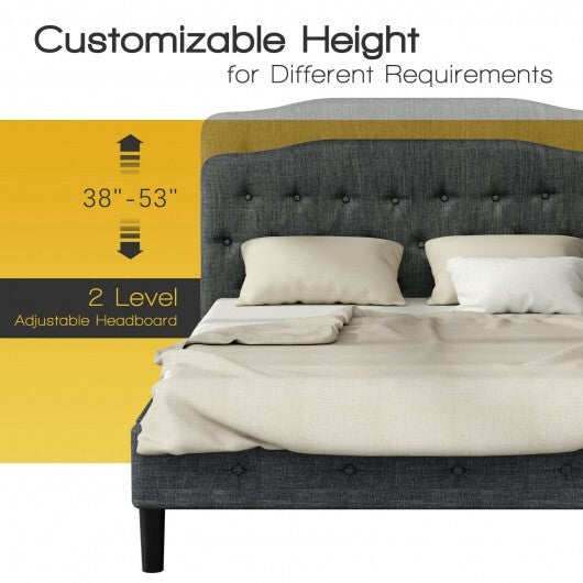 Queen Upholstered Headboard with Adjustable Heights-Light Gray W2B