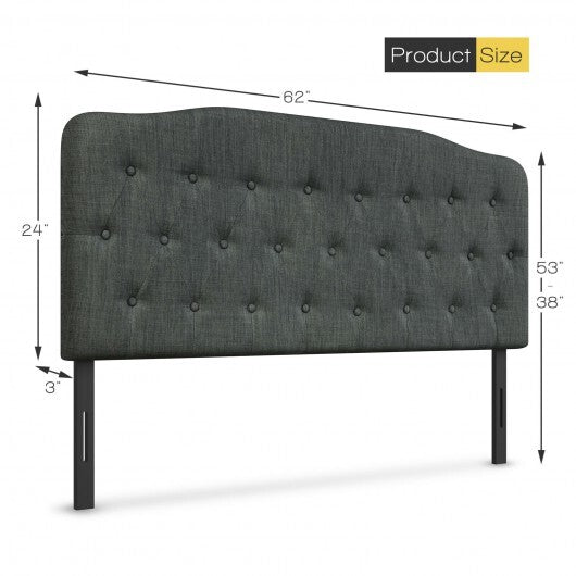Queen Upholstered Headboard with Adjustable Heights-Light Gray W2B