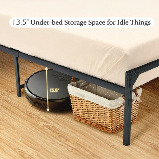 Platform Full/Queen Bed with Rustic Headboard and Footboard-Full Size - Color: Black - Size: Full Size W2B