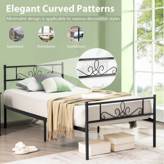 Twin/Full/Queen Size Metal Bed Frame with Headboard and Footboard-Queen Size