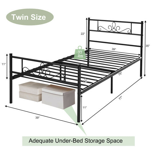 Twin/Full/Queen Size Metal Bed Frame with Headboard and Footboard-Queen Size