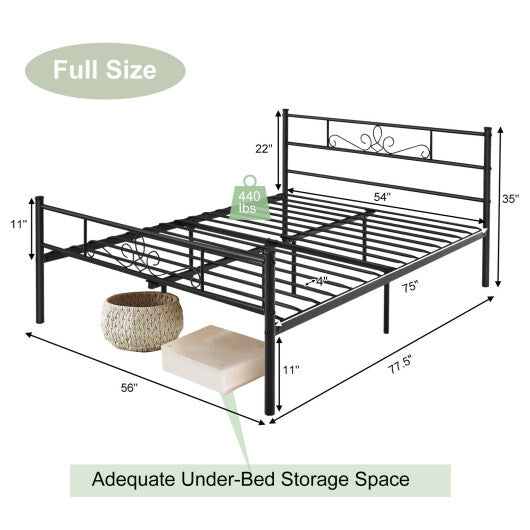 Twin/Full/Queen Size Metal Bed Frame with Headboard and Footboard-Queen Size