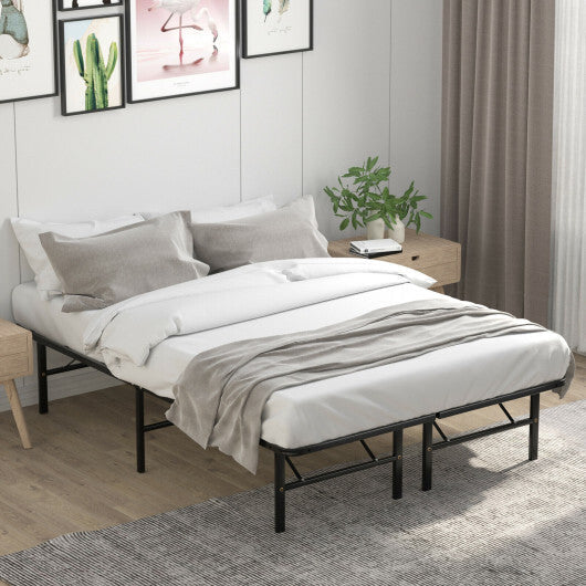 Twin/Full/Queen Size Foldable Metal Platform Bed with Tool-Free Assembly-Full Size W2B