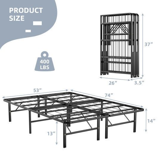 Twin/Full/Queen Size Foldable Metal Platform Bed with Tool-Free Assembly-Full Size W2B