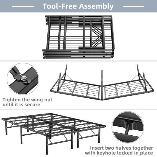 Twin/Full/Queen Size Foldable Metal Platform Bed with Tool-Free Assembly-Full Size W2B