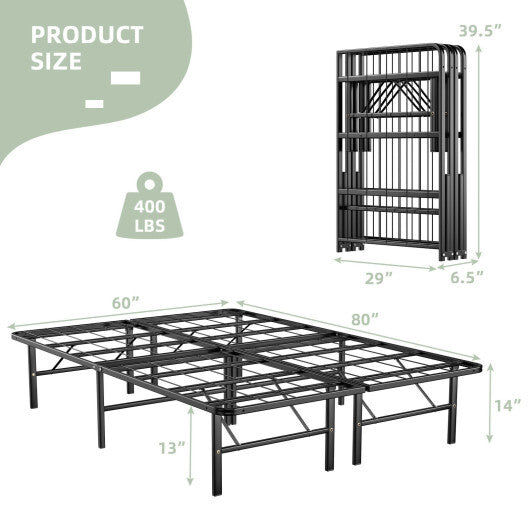 Twin/Full/Queen Size Foldable Metal Platform Bed with Tool-Free Assembly-Full Size W2B