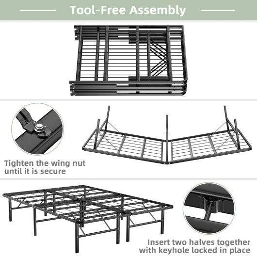 Twin/Full/Queen Size Foldable Metal Platform Bed with Tool-Free Assembly-Full Size W2B