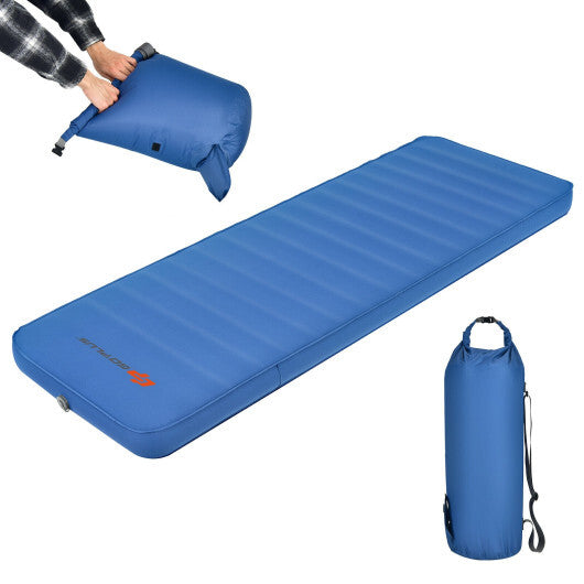 Self Inflating Folding Camping Sleeping Mattress with Carrying Bag-Blue