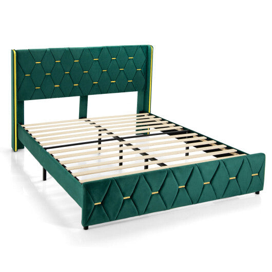 Queen/Full Size Upholstered Platform Bed Frame with Adjustable Headboard-Full Size