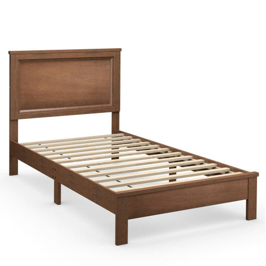 Twin Size Platform Bed Frame with Rubber Wood Leg-Black