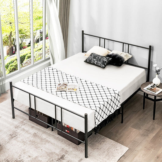 Full/Queen Size Platform Bed Frame with High Headboard-Full Size - Color: Black - Size: Full Size W2B