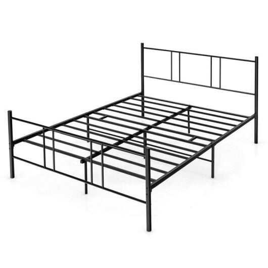 Full/Queen Size Platform Bed Frame with High Headboard-Queen Size - Color: Black - Size: Queen Size W2B