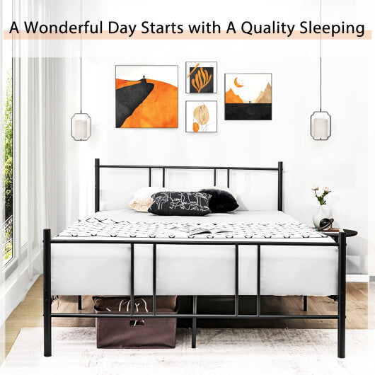 Full/Queen Size Platform Bed Frame with High Headboard-Queen Size - Color: Black - Size: Queen Size W2B