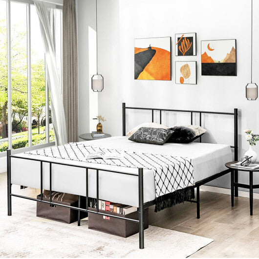 Full/Queen Size Platform Bed Frame with High Headboard-Queen Size - Color: Black - Size: Queen Size W2B