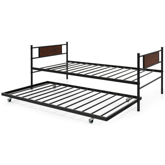 Twin Size 2-In-1 Daybed Frame with Pullout Trundle W2B