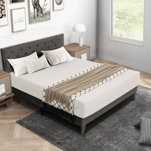 Full/Queen Size Upholstered Platform Bed with Tufted Headboard-Full Size W2B