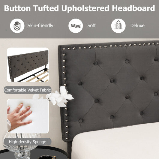 Full/Queen Size Upholstered Platform Bed with Tufted Headboard-Full Size W2B