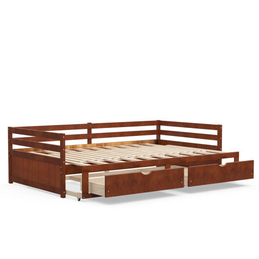 Extendable Twin to King Daybed with Trundle and 2 Storage Drawers W2B