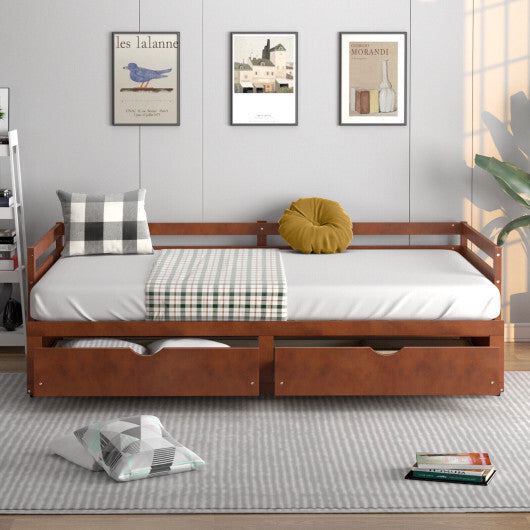 Extendable Twin to King Daybed with Trundle and 2 Storage Drawers W2B