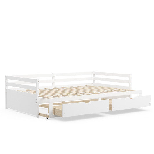 Extendable Twin to King Daybed with Trundle and 2 Storage Drawers W2B