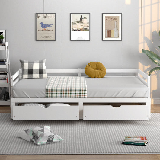 Extendable Twin to King Daybed with Trundle and 2 Storage Drawers W2B