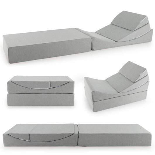 4-in-1 Convertible Folding Sofa Bed with High-Density Foam-Gray W2B