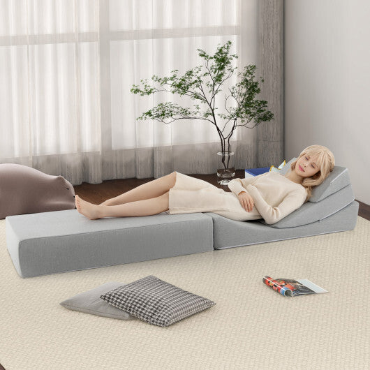4-in-1 Convertible Folding Sofa Bed with High-Density Foam-Gray W2B