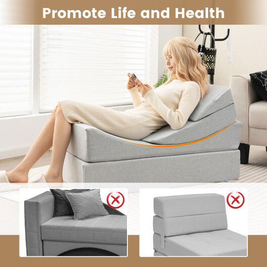4-in-1 Convertible Folding Sofa Bed with High-Density Foam-Gray W2B