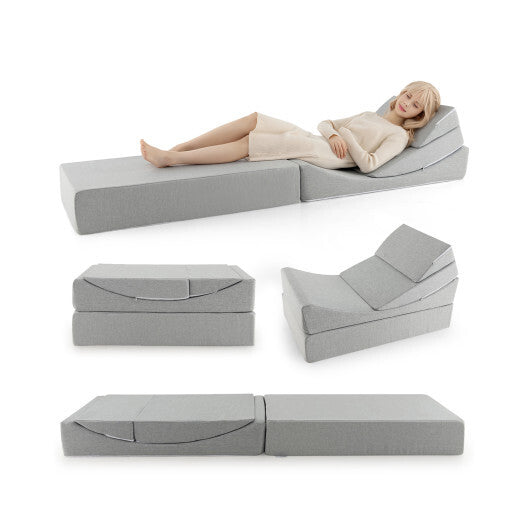 4-in-1 Convertible Folding Sofa Bed with High-Density Foam-Gray W2B
