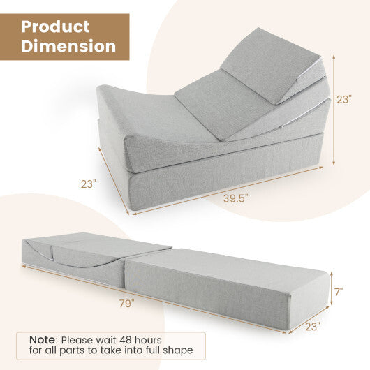 4-in-1 Convertible Folding Sofa Bed with High-Density Foam-Gray W2B