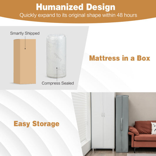 4 Inch Tri-fold Cooling Gel Memory Foam Mattress-Full Size - Color: White - Size: Full Size W2B