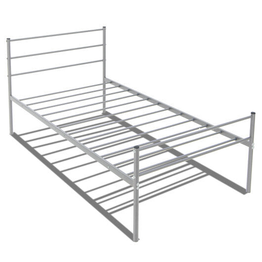 Twin Size Metal Bed Frame Platform with Headboard-Black