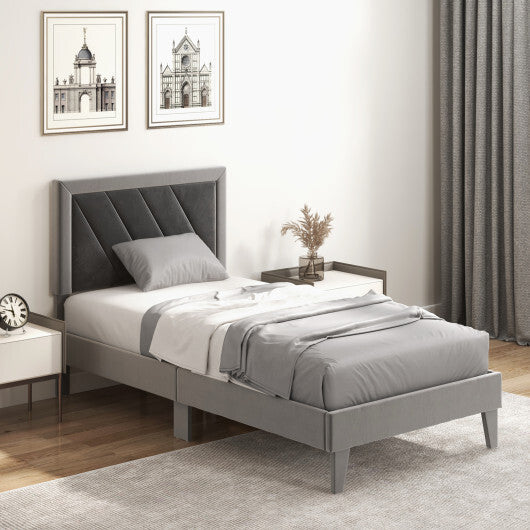 Twin/Full/Queen Platform Bed with High Headboard and Wooden Slats-Full Size W2B