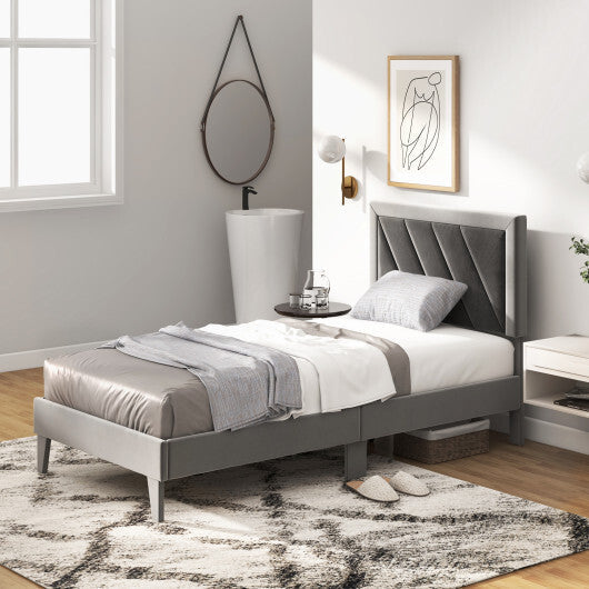 Twin/Full/Queen Platform Bed with High Headboard and Wooden Slats-Full Size W2B