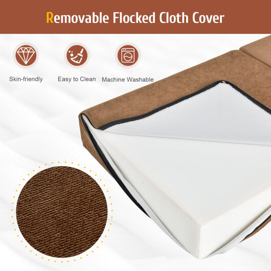 Tri-Fold Folding Chair Convertible Sleeper Bed-Gray