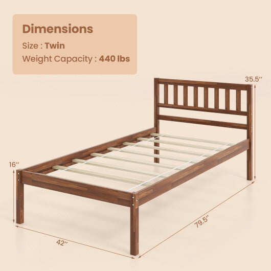 Twin/Full/Queen Size Wood Bed Frame with Headboard and Slat Support-Full Size W2B