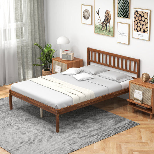 Twin/Full/Queen Size Wood Bed Frame with Headboard and Slat Support-Full Size W2B