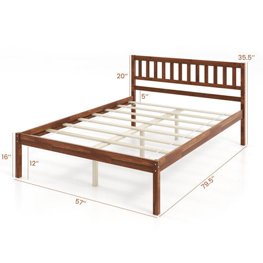 Twin/Full/Queen Size Wood Bed Frame with Headboard and Slat Support-Full Size W2B