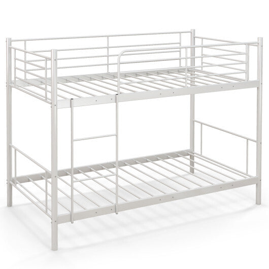 Metal Bunk Bed with Ladder and Full-length Guardrails-Black W2B