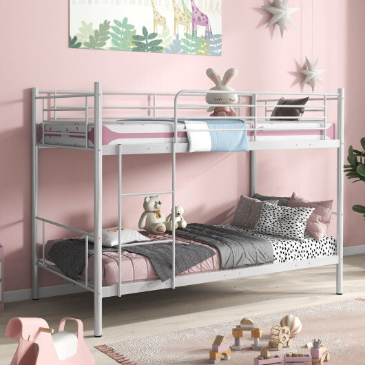 Metal Bunk Bed with Ladder and Full-length Guardrails-Black W2B