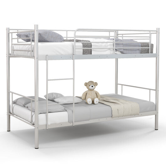 Metal Bunk Bed with Ladder and Full-length Guardrails-Black W2B