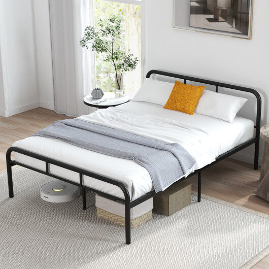 Full Bed Frame with Headboard and Footboard No Box Spring Needed-Black W2B